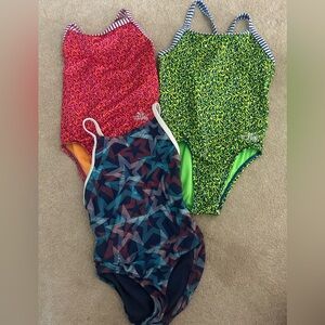 Girls dolphin uglies and Speedo one piece suits- size 8